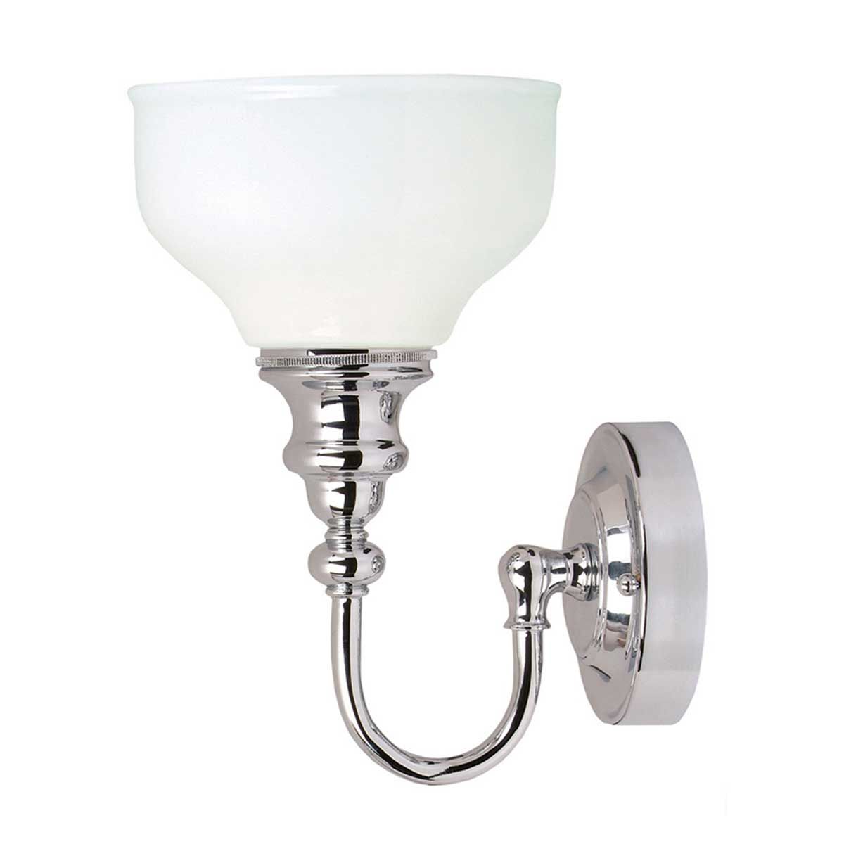 Opulent Cheadle Chrome Wall Light with Opal Glass Shade