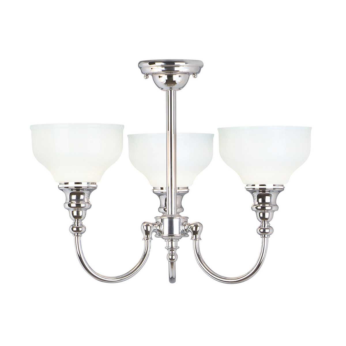 Elegant Cheadle Chrome Chandelier with Opal Glass Shades - 3 LED Lamps