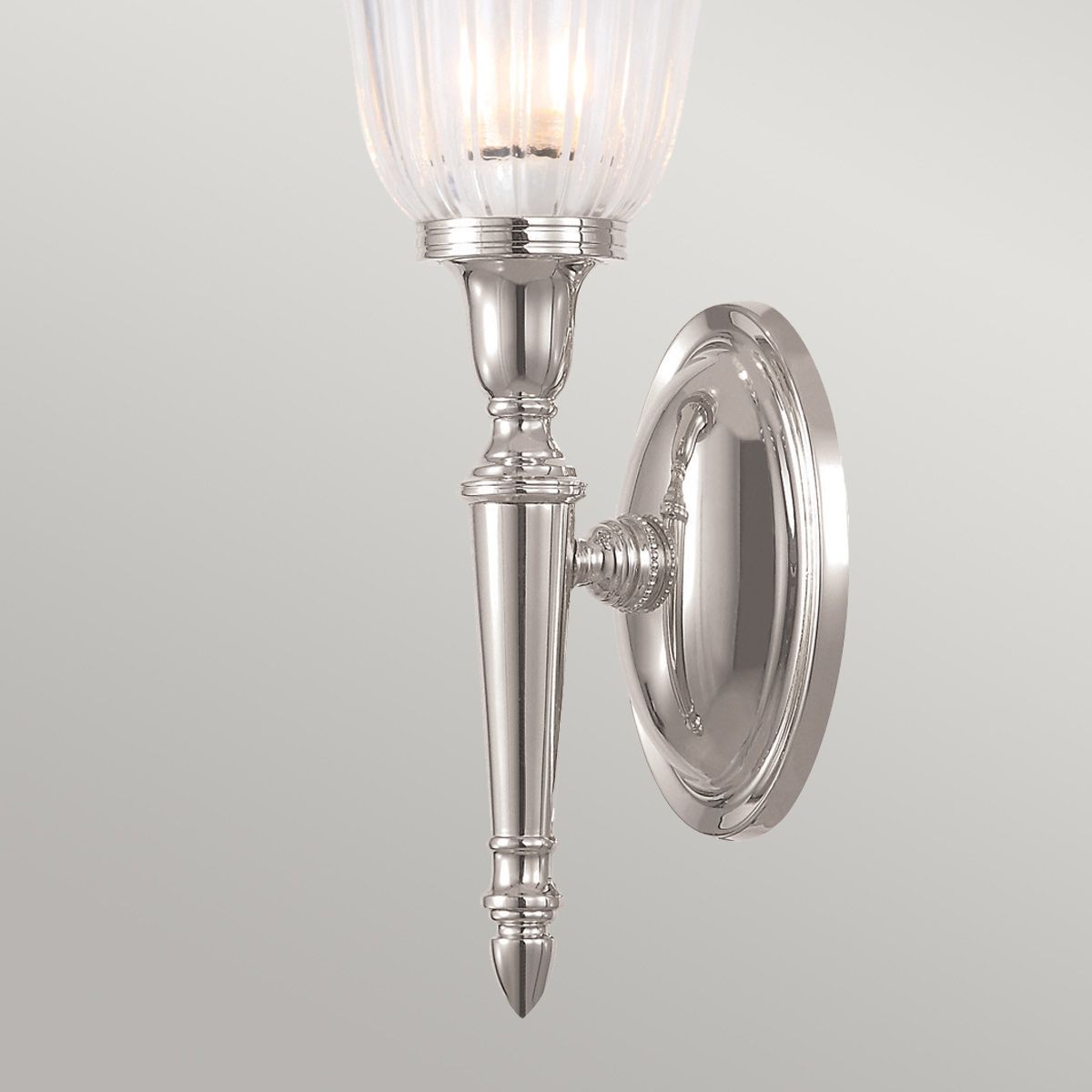 Bathroom Dryden Single Wall Light in Polished Nickel Finish