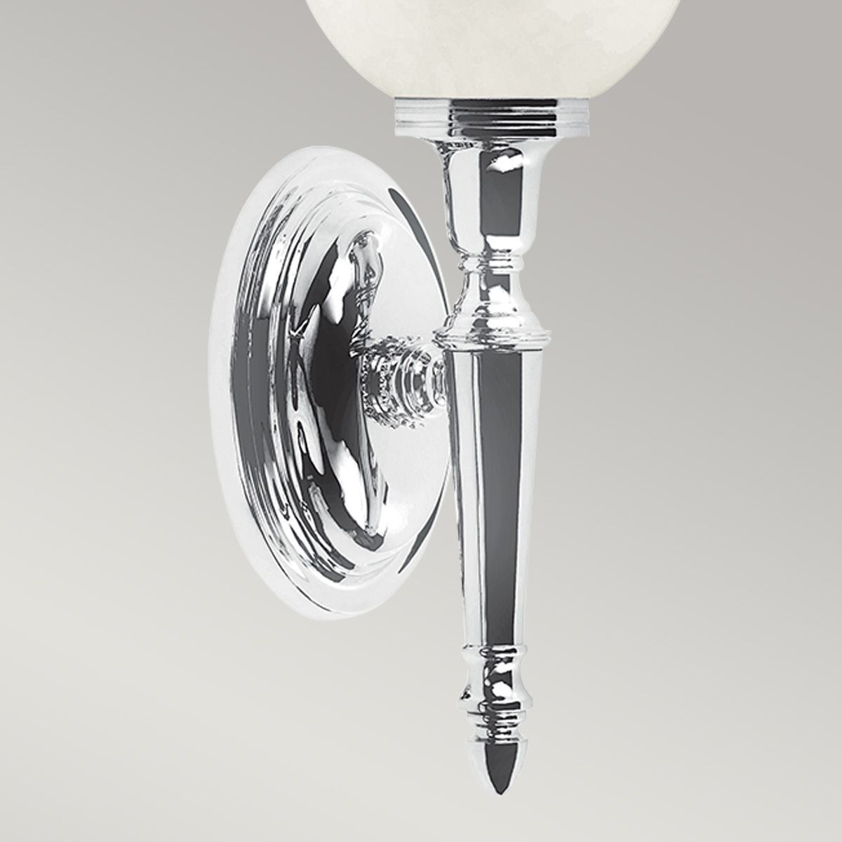 Luxe Chrome Globe Bathroom Sconce with Opal Glass