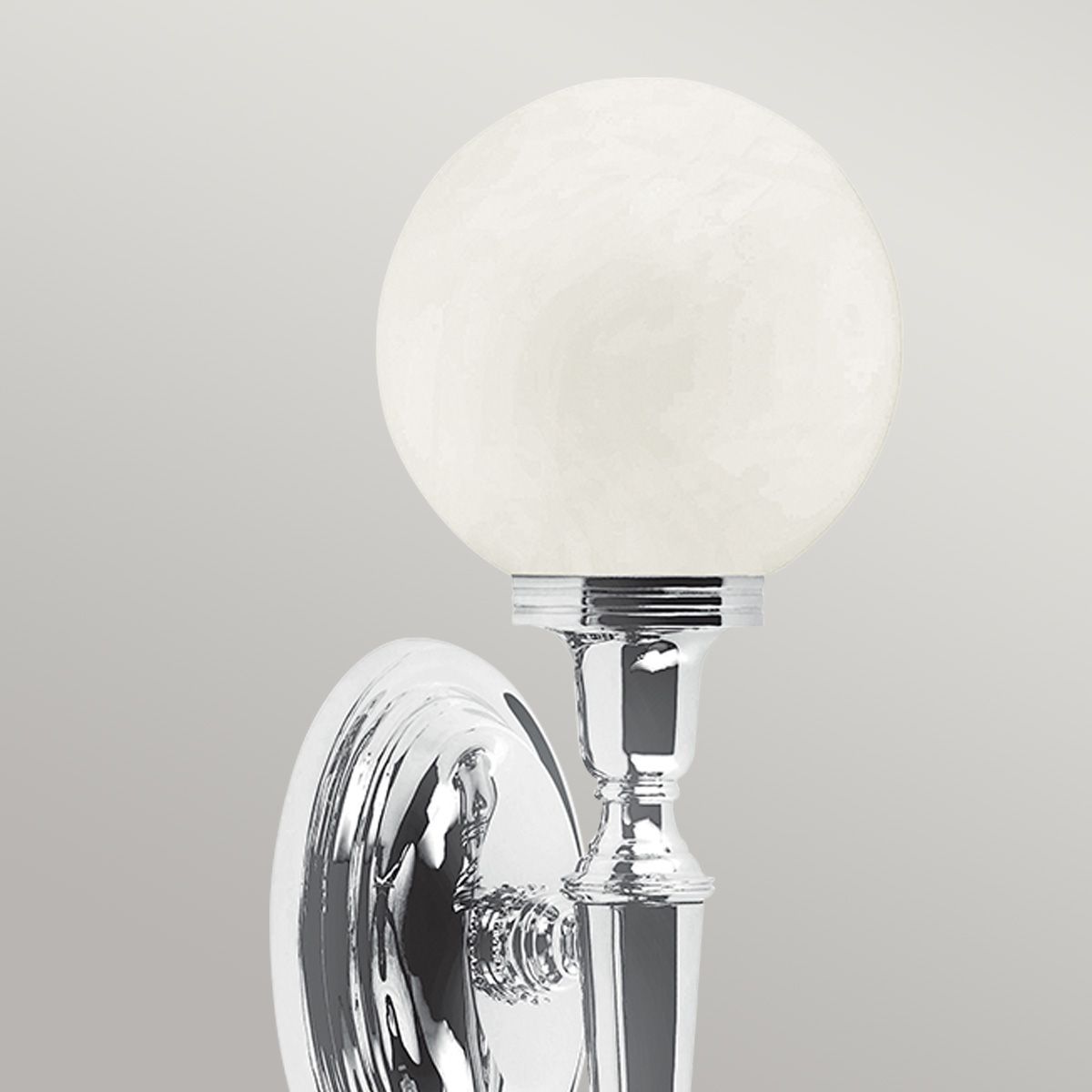 Luxe Chrome Globe Bathroom Sconce with Opal Glass