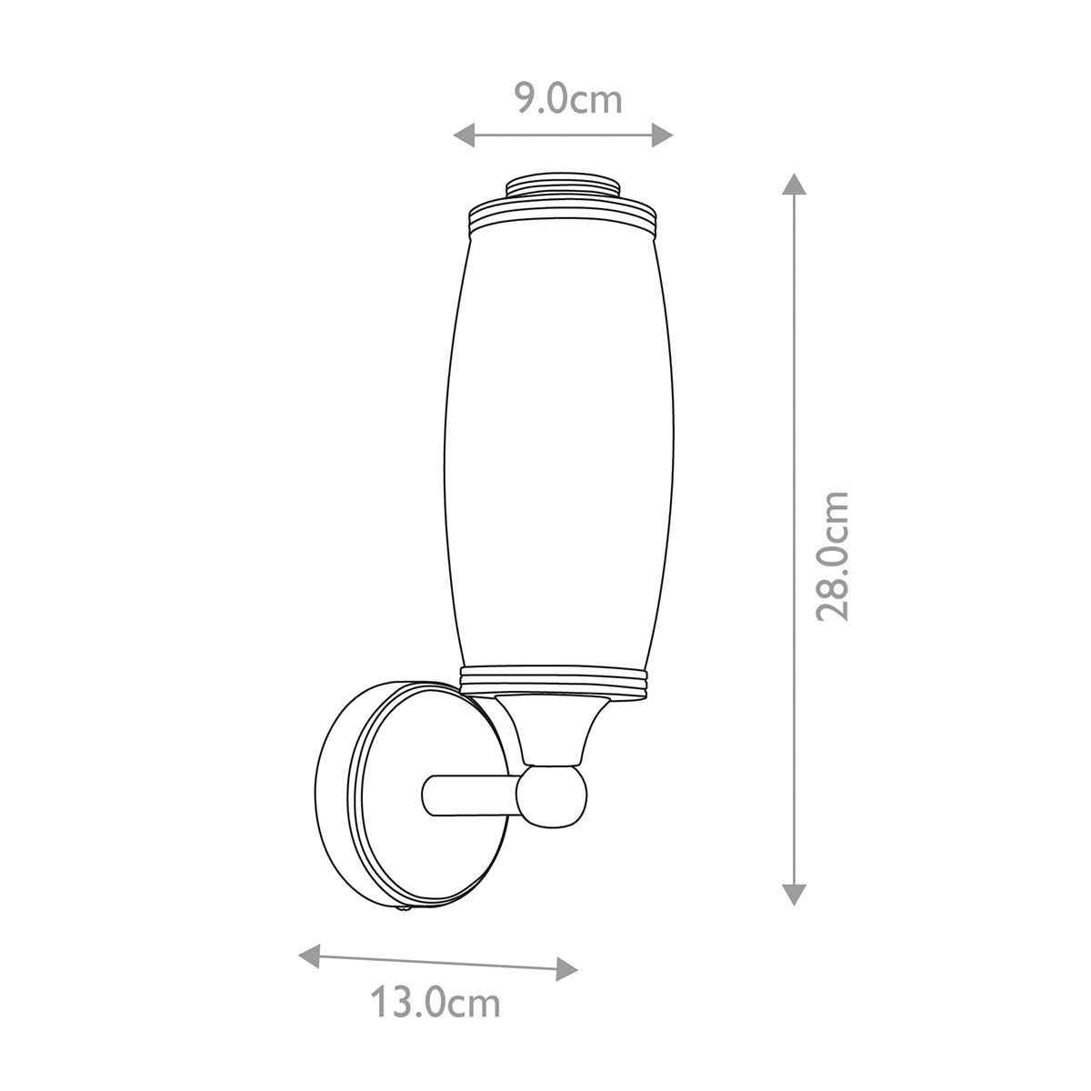 Eliot Chrome Finish Bathroom Wall Light - Upright Design
