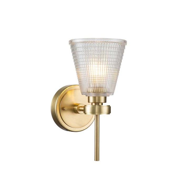 Gunnislake 1 Light Wall Fixture - Brushed Brass with Prismatic Glass Shade