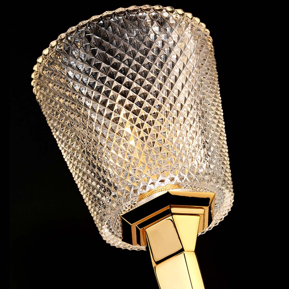 Verity Polished Gold Brass Bathroom Wall Light with Cut Glass Shade