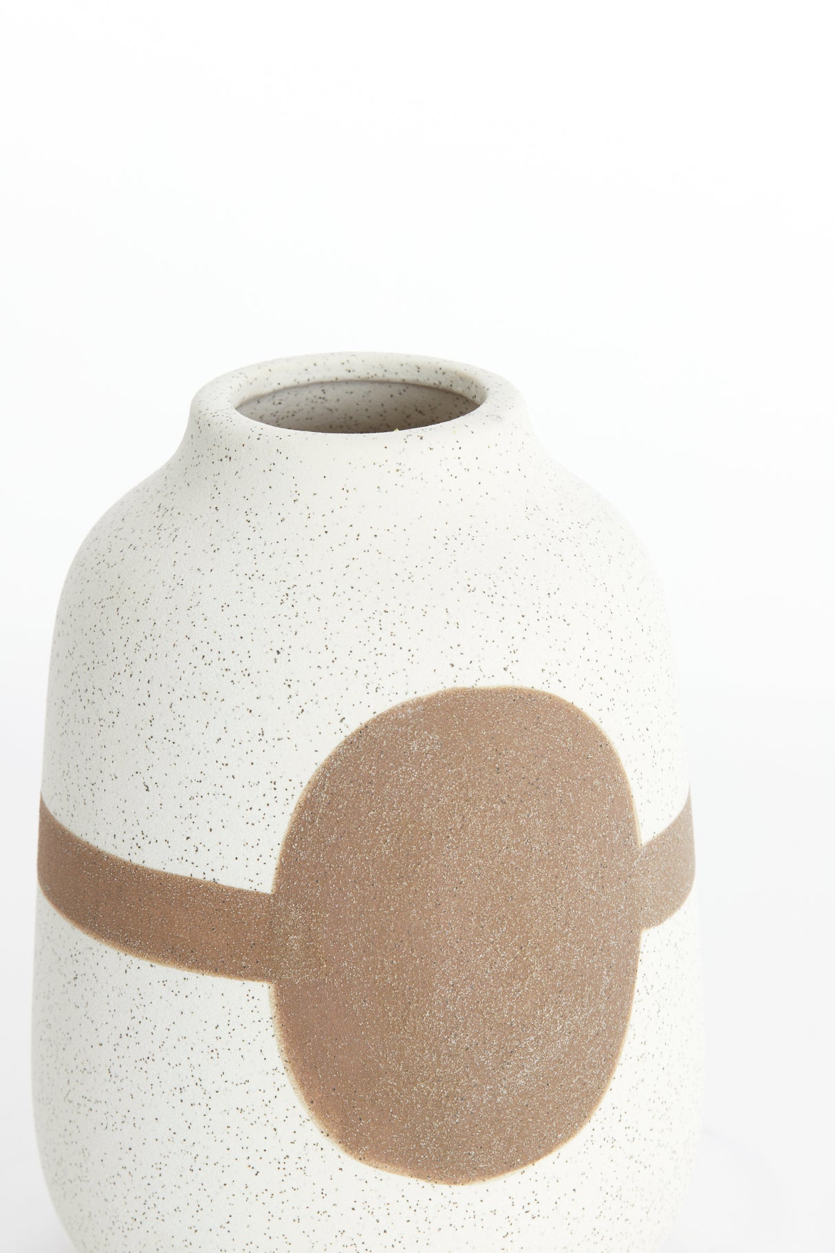 Elegant Ceramic Vase in Matte Cream and Brown - 15x21 cm Danai Design