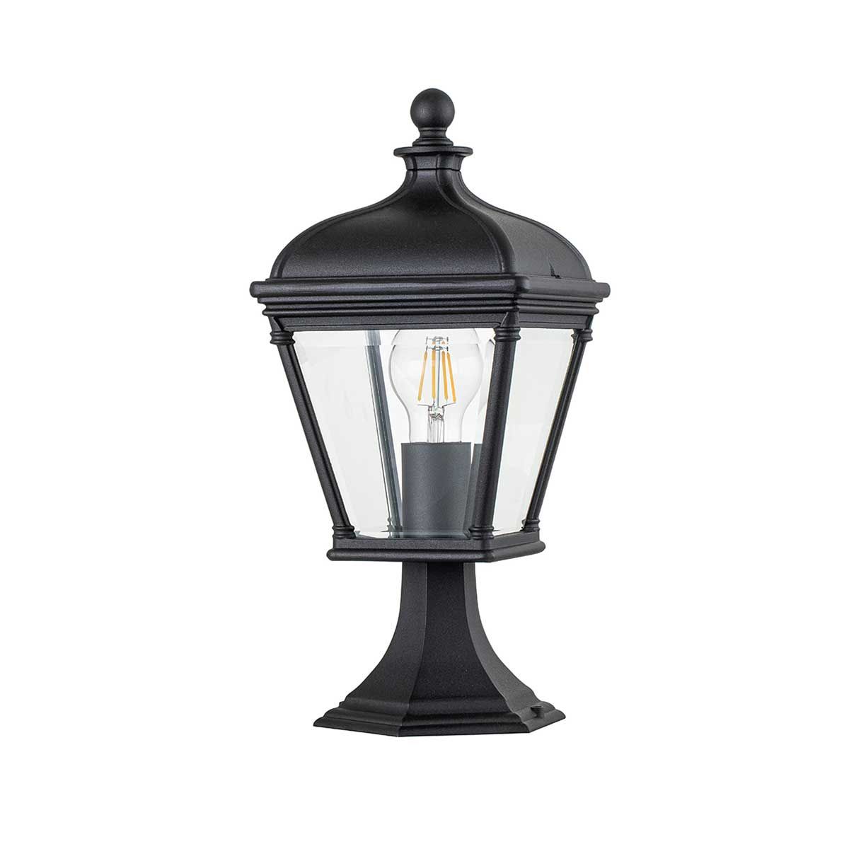 Bayview Elegant 1-Light Outdoor Black Pedestal Lantern