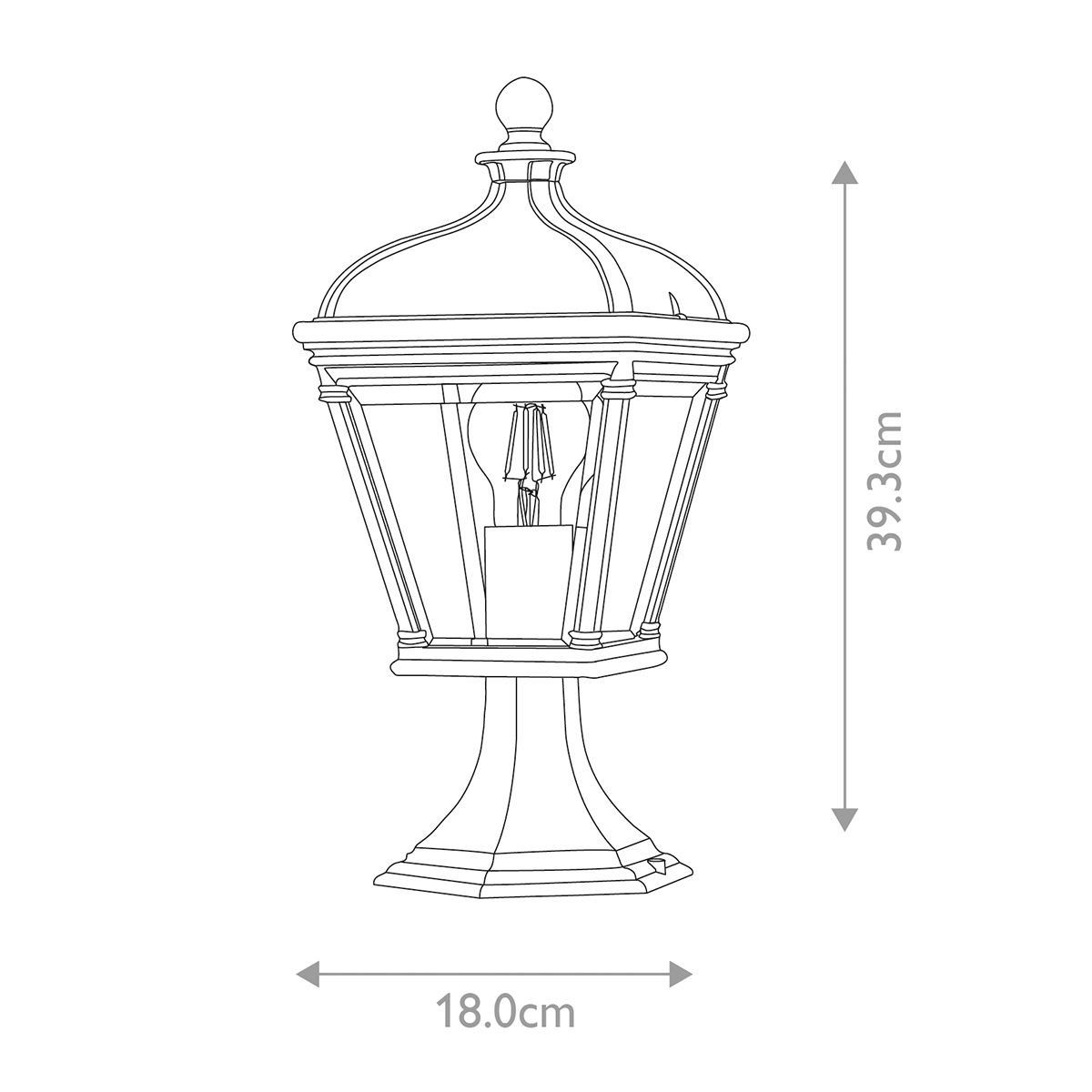 Bayview Elegant 1-Light Outdoor Black Pedestal Lantern