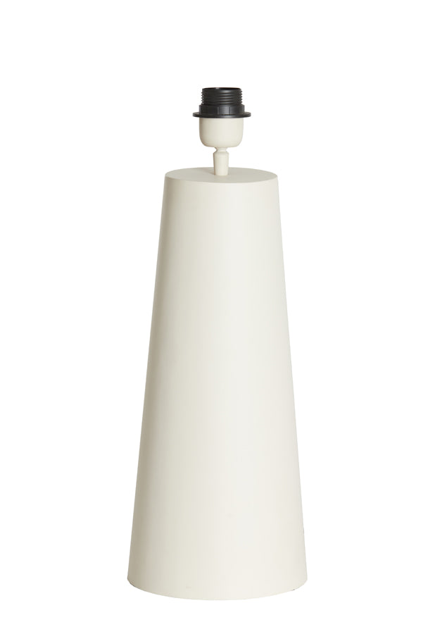 Ceramic Cylindrical Lamp Stand in Matte Cream (18x43 cm)