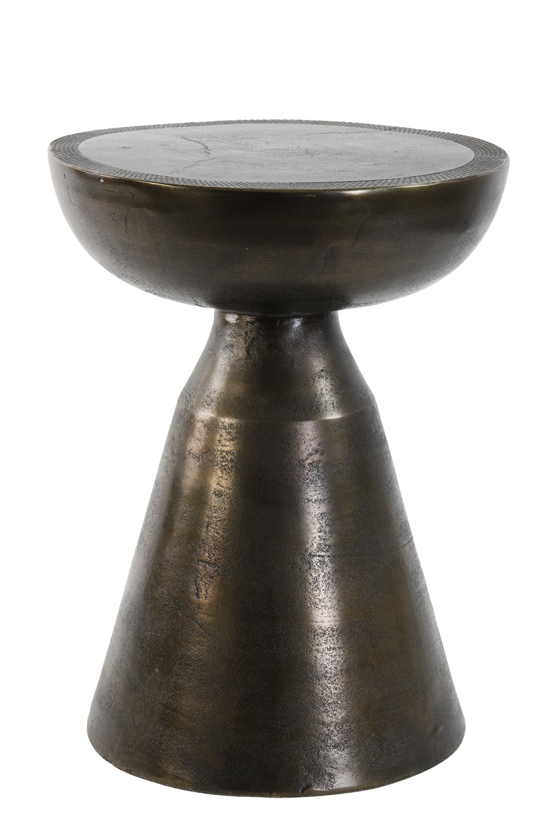 Antique Bronze Finish Round Side Table 39.5x53 cm