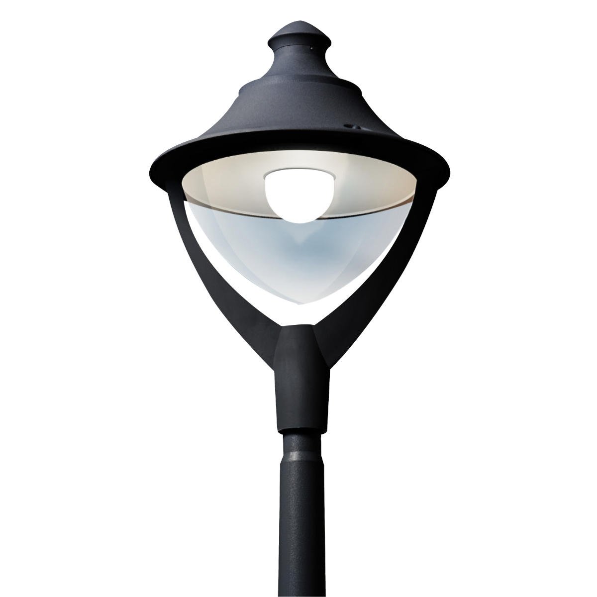Beppe 400 30W E27 HighPower LED 4000K Photocell, Modern Lantern Head, Black/Clear