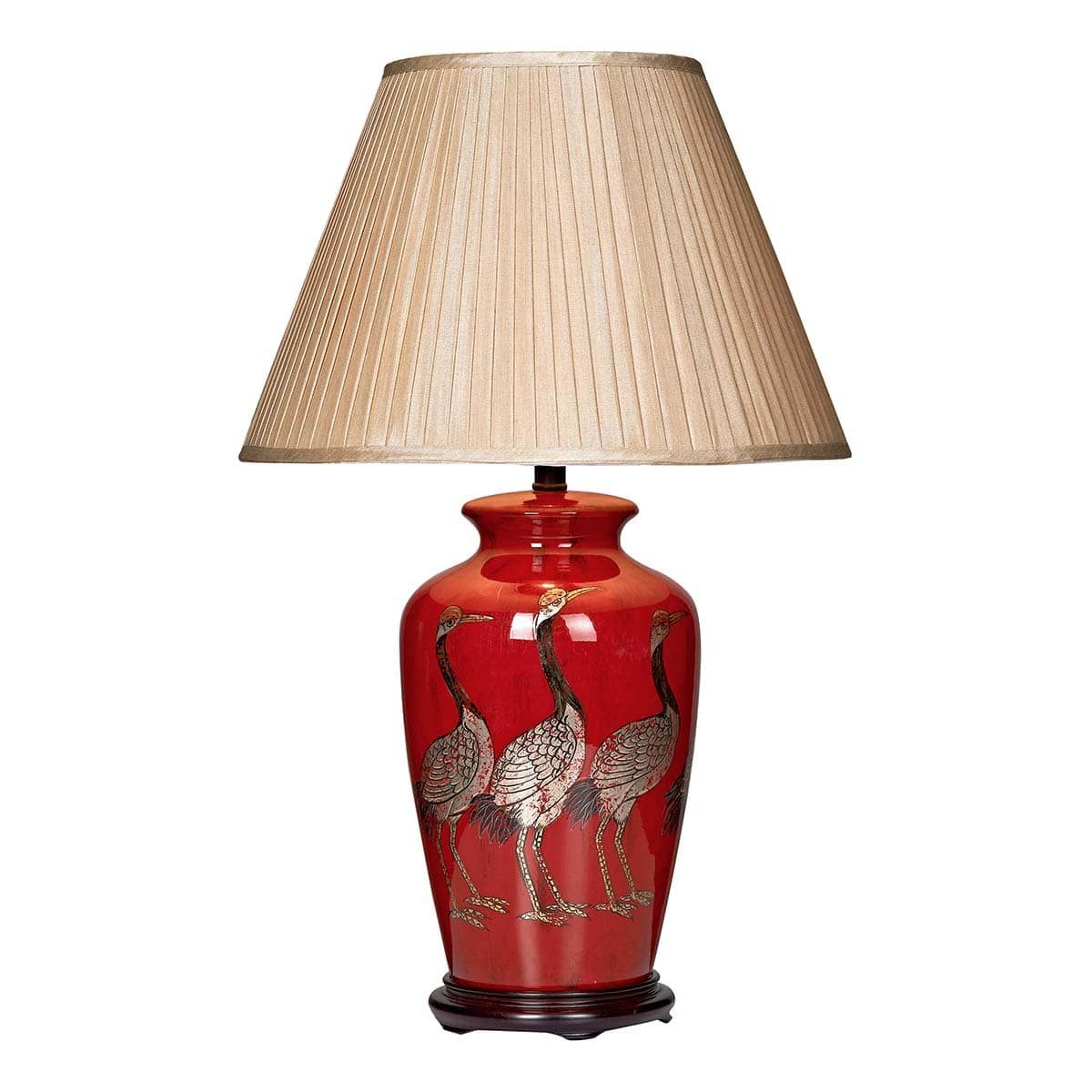 Bertha Ceramic Bird Table Lamp with Deep Red Base
