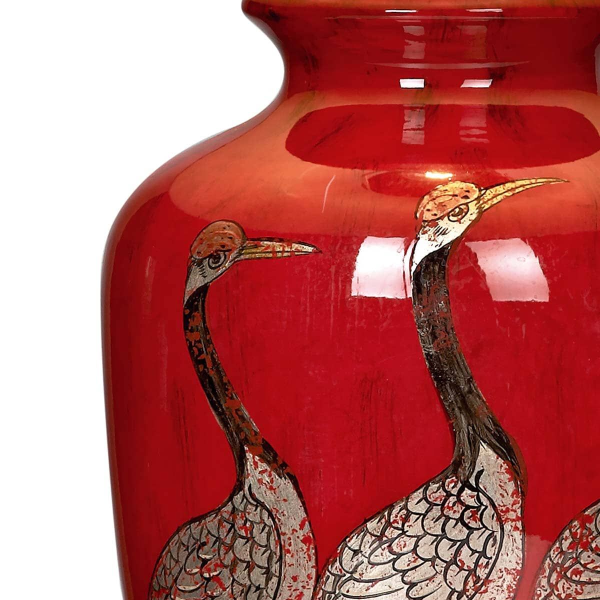 Bertha Ceramic Bird Table Lamp with Deep Red Base