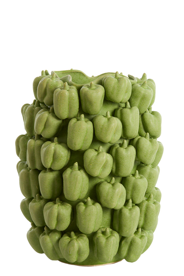 Elegant Ceramic Bellpepper Vase in Matte Green - 35x33x47 cm