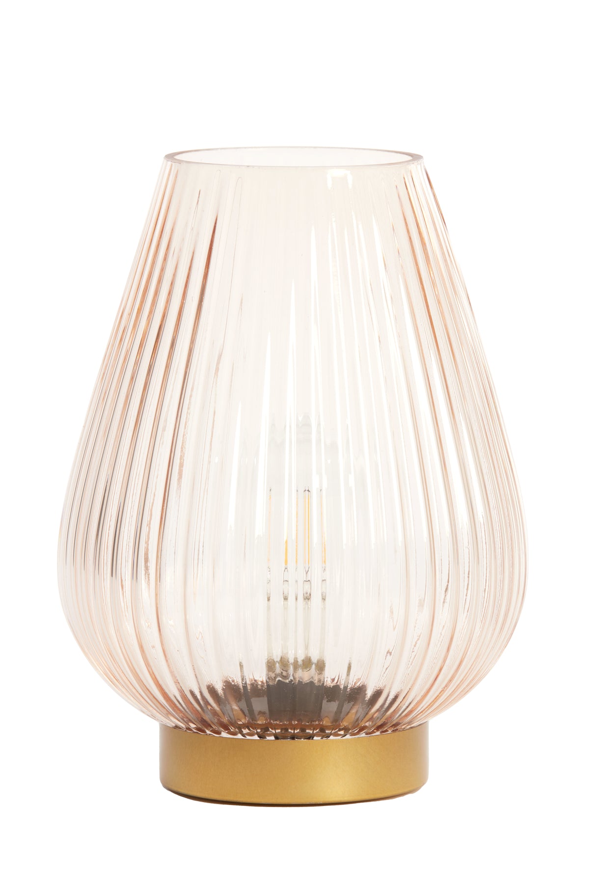 Elegant Peach & Gold LED Glass Table Lamp Ø21x28 cm