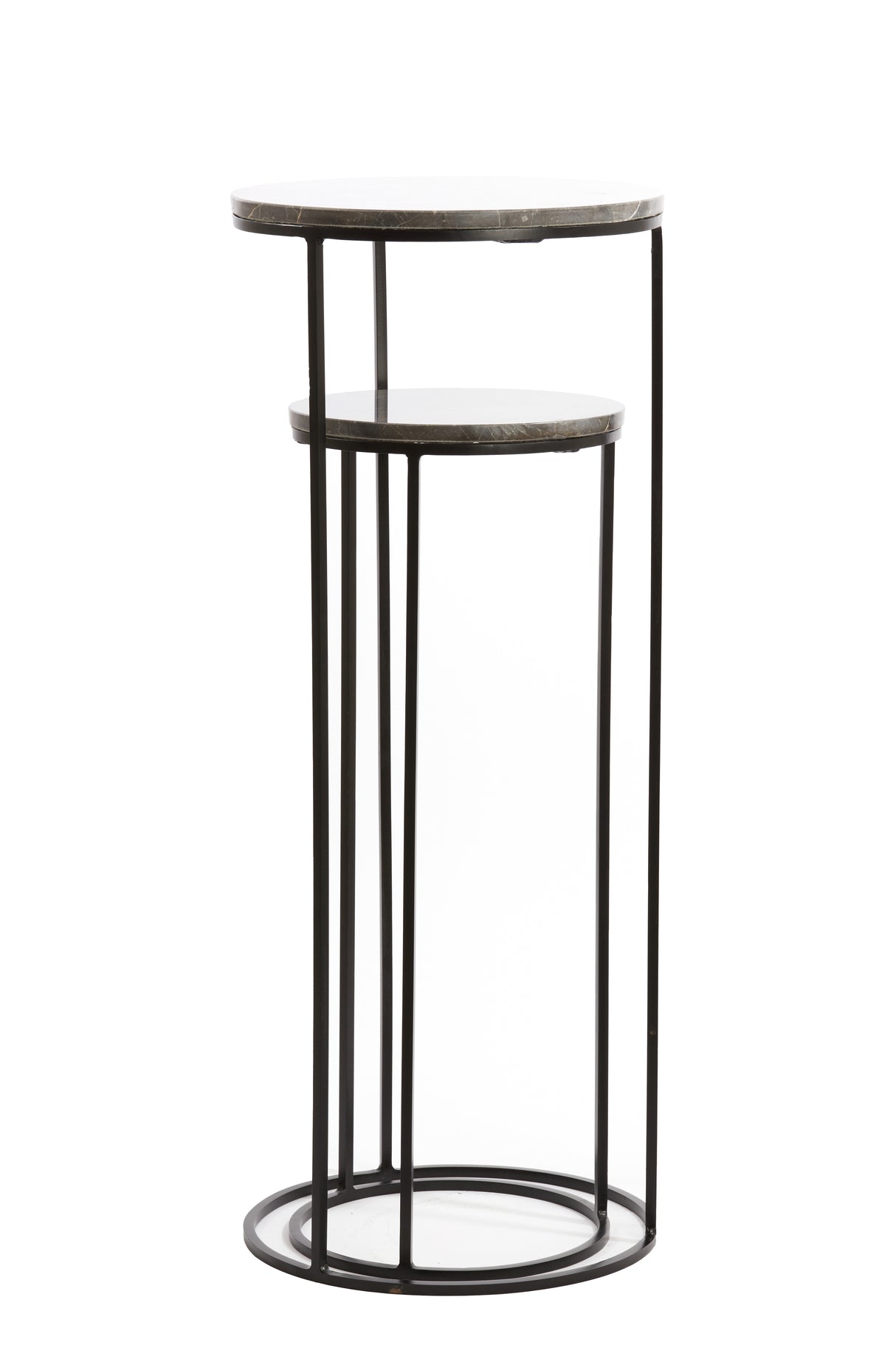 Elegant Laica Marble Pillar Set: Brown and Black, 32x32x81 cm & 41x41x101 cm