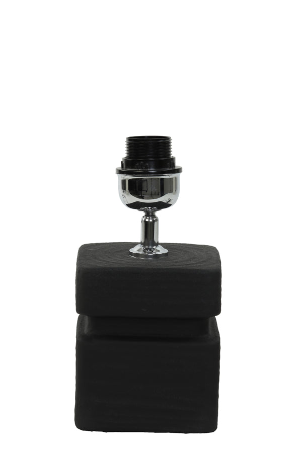 Sleek Black Ceramic Lamp Base, 12.5x12.5x24.5 cm