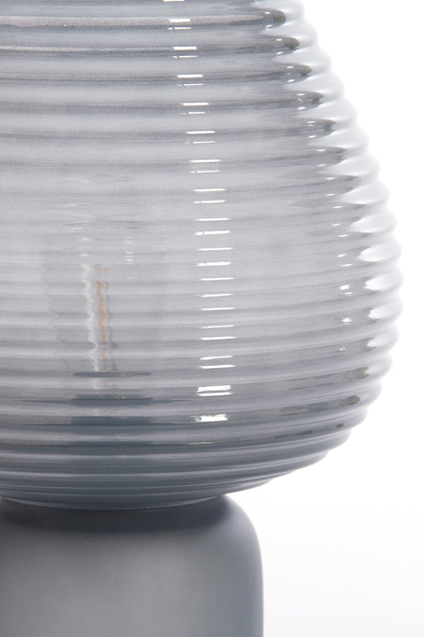 LED Glass Table Lamp Ø22x27 cm in Grey - Alenna Design