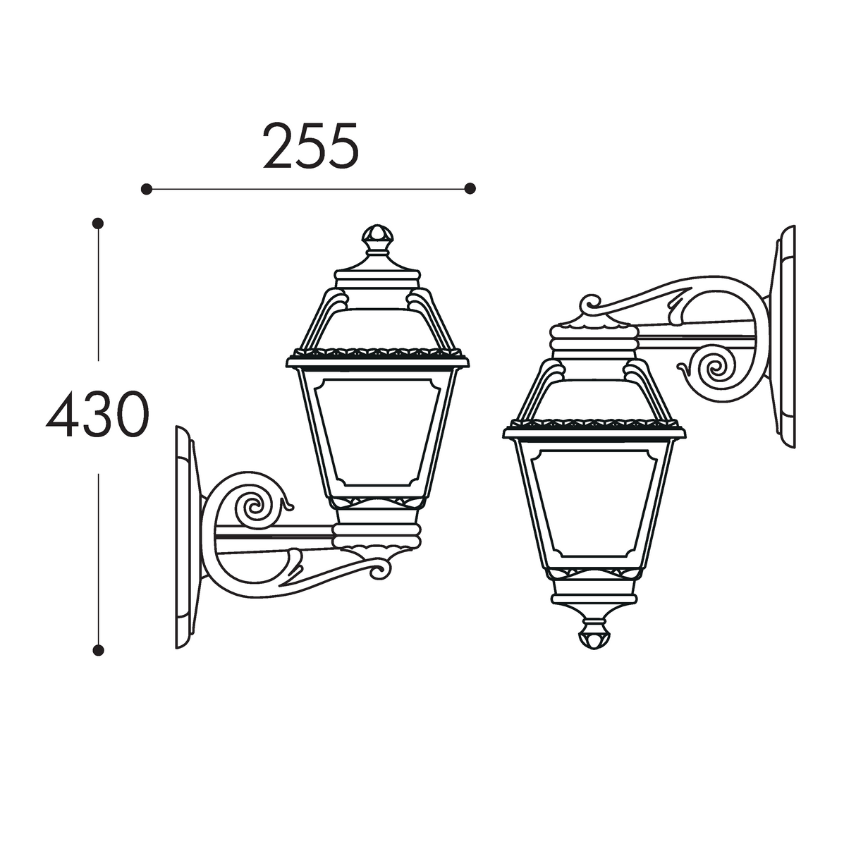 Mary Bisso 6.5W E27 Filament LED 2700K, Classic Wall Lantern, Black/Clear