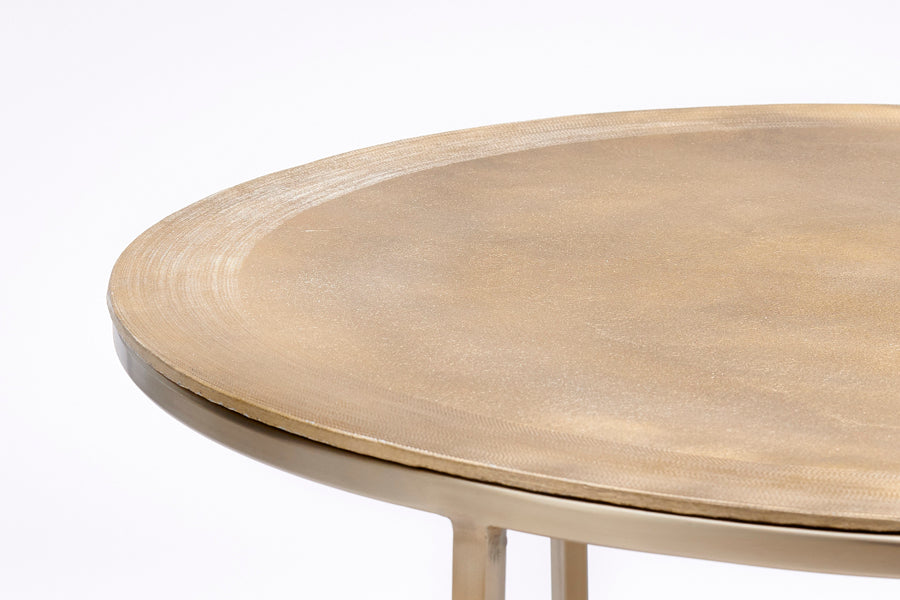 Set of 2 Light Gold Round Coffee Tables, Talca Design Ø65x39 cm & Ø75x45 cm