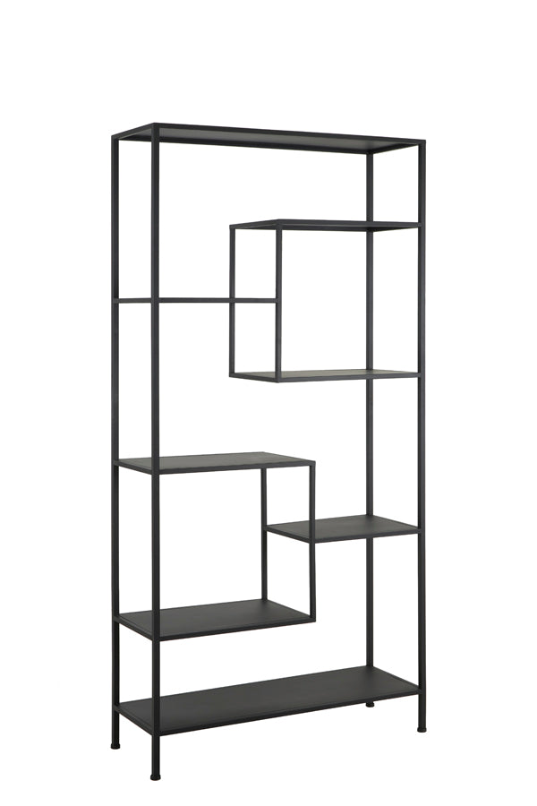 Yvana Matte Black Cabinet with Open Shelving 101x36x200 cm