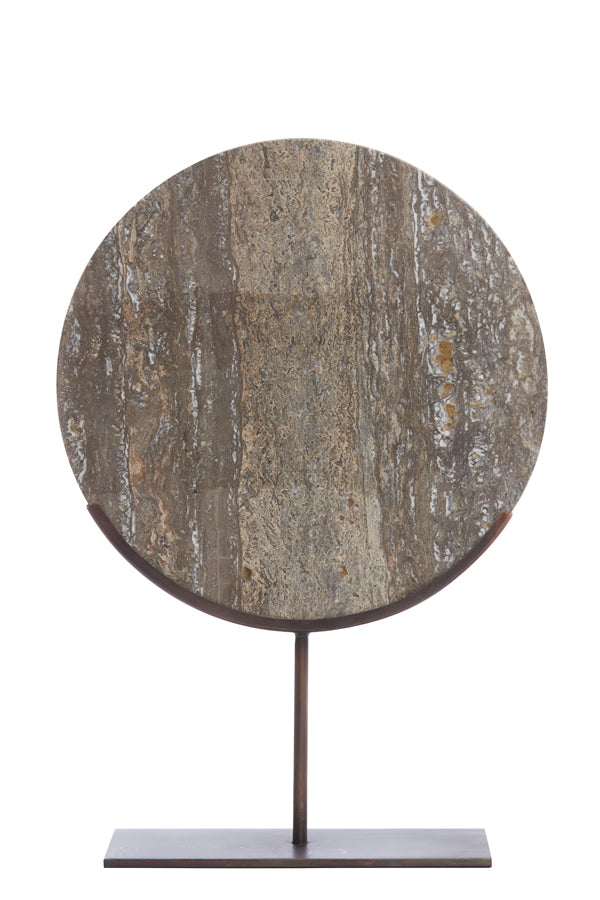 Elegant Dark Brown Travertine Ornament with Pedestal Base - 35x10x51.5 cm