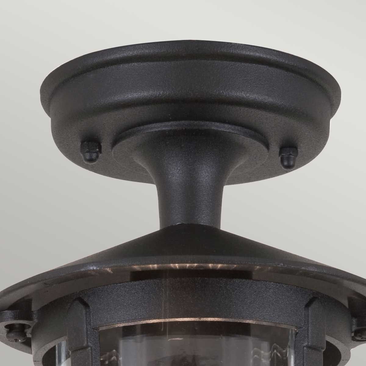 Hereford Black Die-Cast Aluminium Semi-Flush Lantern