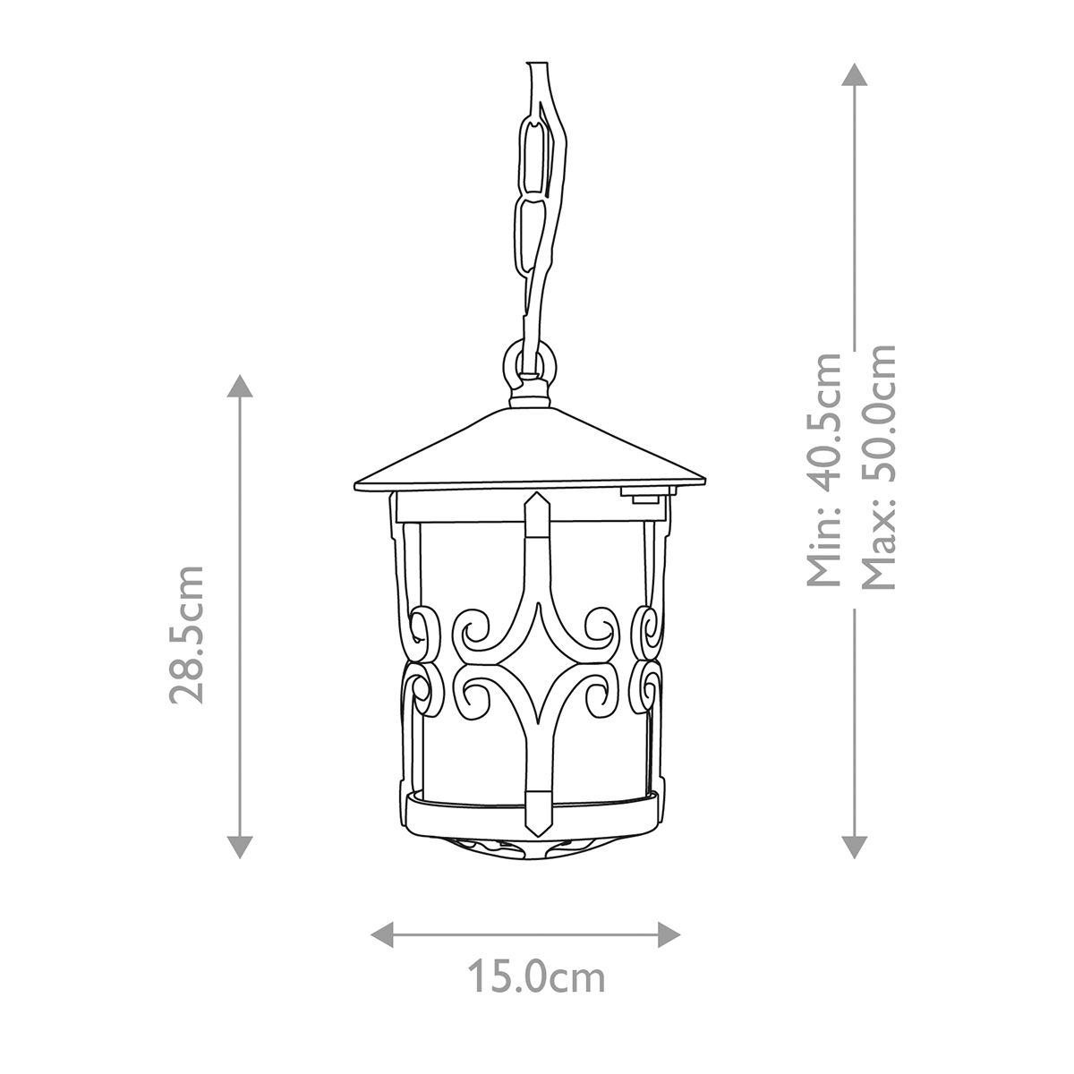 Elegant Black Hereford Hanging Porch Lantern