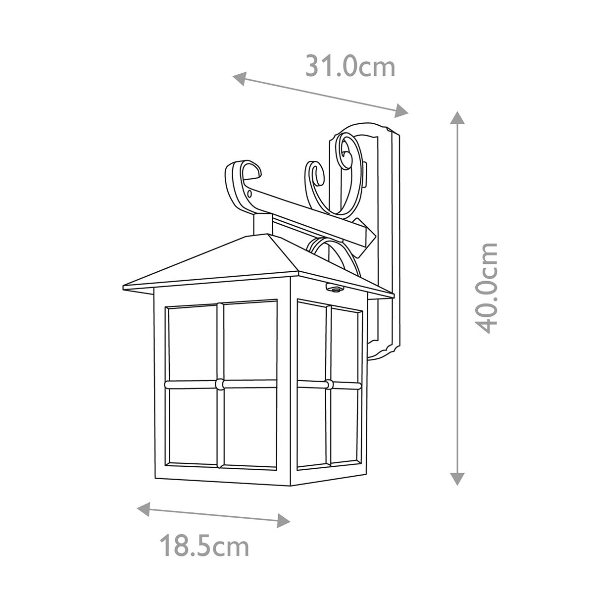 Antique-Style Black Winchester Wall Lantern with Die-Cast Aluminum Frame