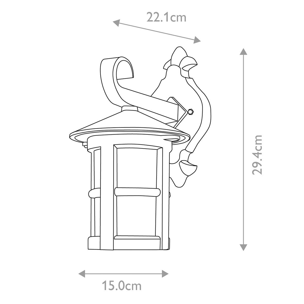Elegant Black Die-Cast Aluminum Wall Lantern