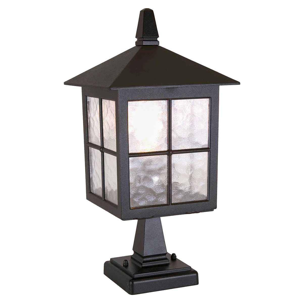 Vintage Black Die-Cast Aluminium Outdoor Pedestal Lantern