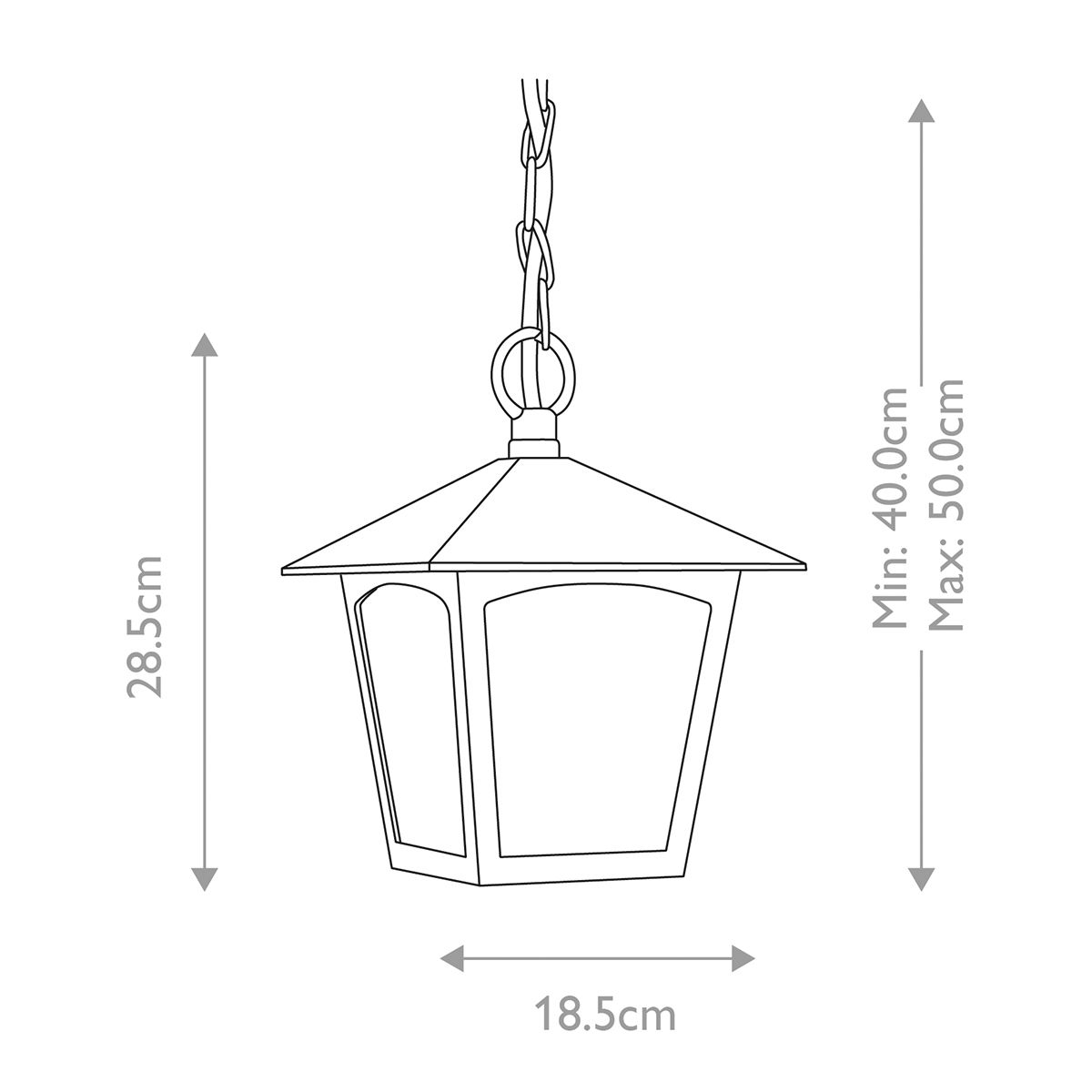 Elegant York Chain Lantern in Black Finish