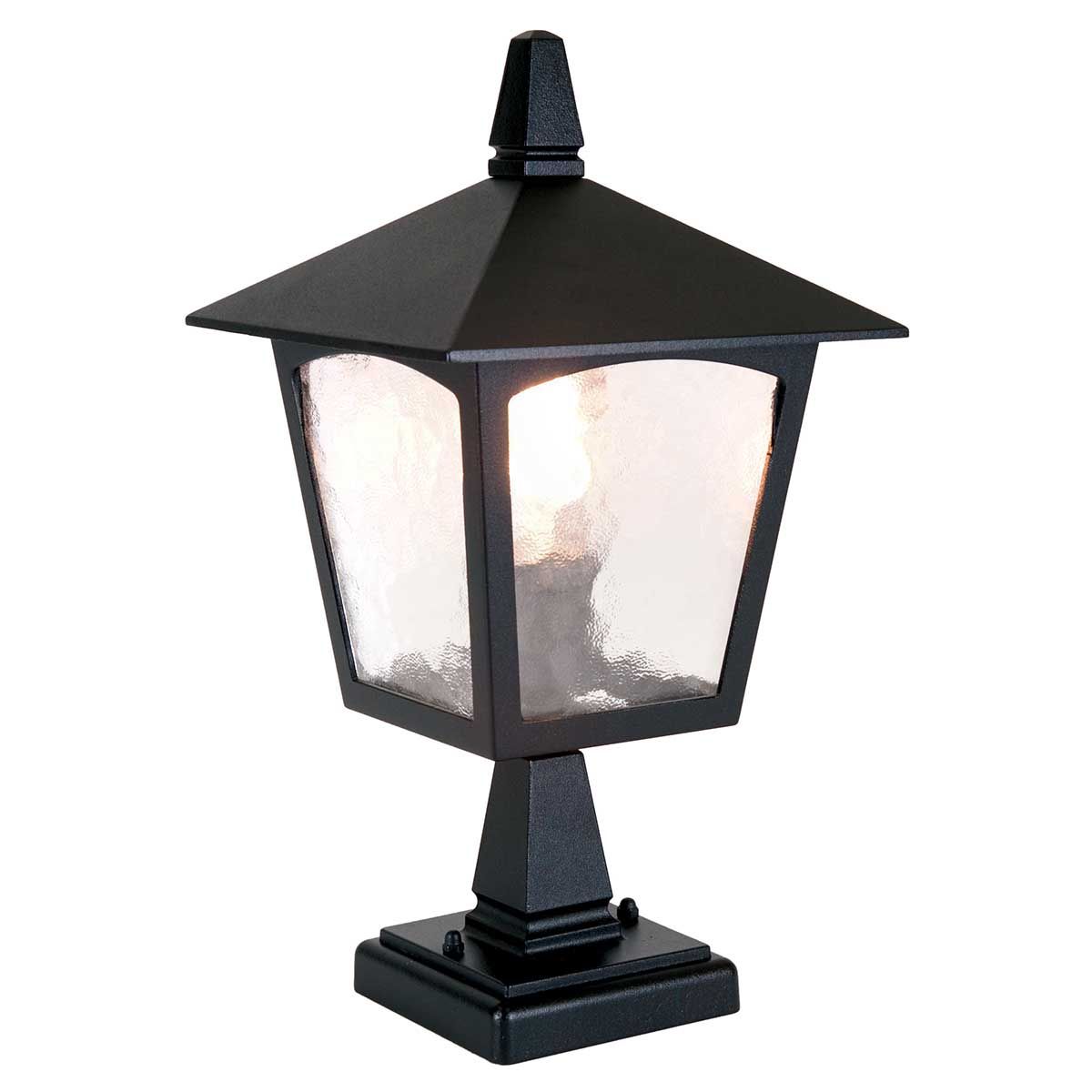 Old English York Pedestal Lantern, Black, 4-Sided, 315mm Height