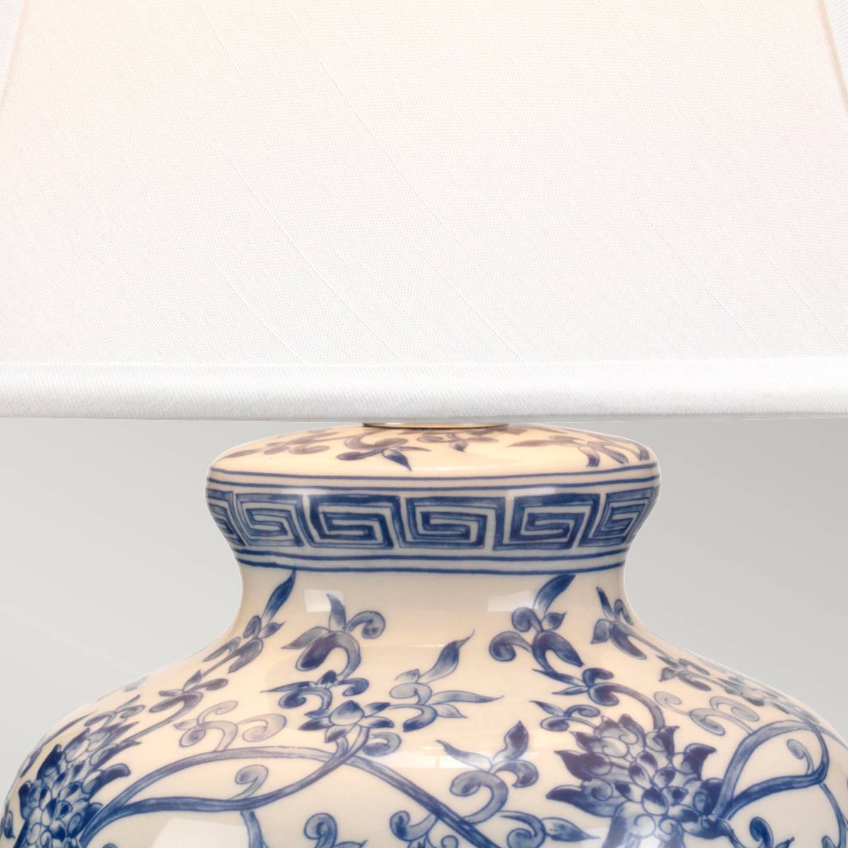 Elegant Blue Porcelain Ginger Jar Table Lamp with White Empire Shade