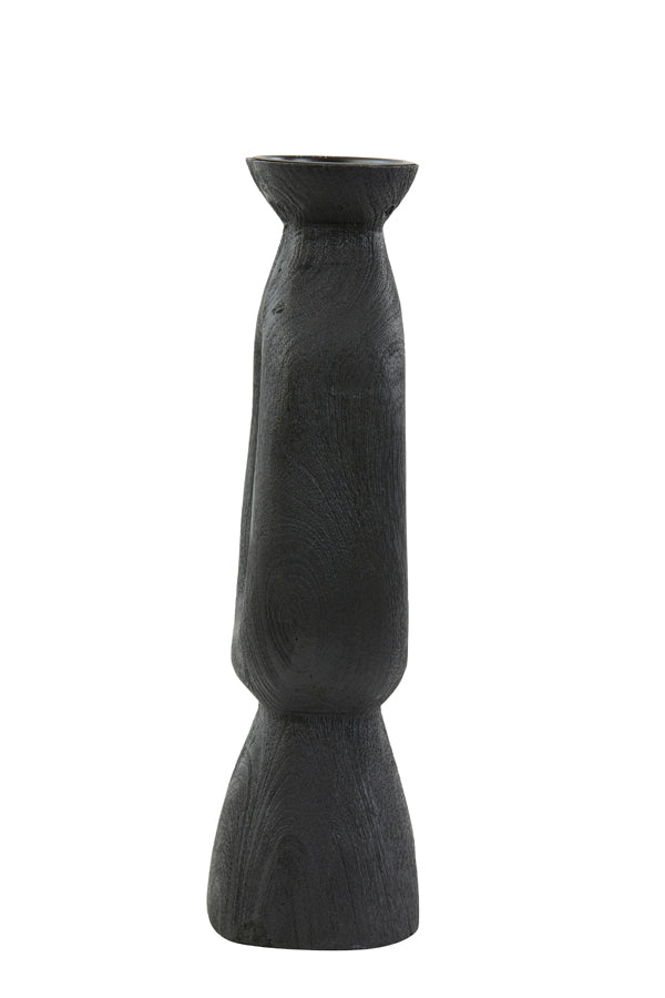 Django Black Matte Wooden Candle Holder 14x12x45 cm