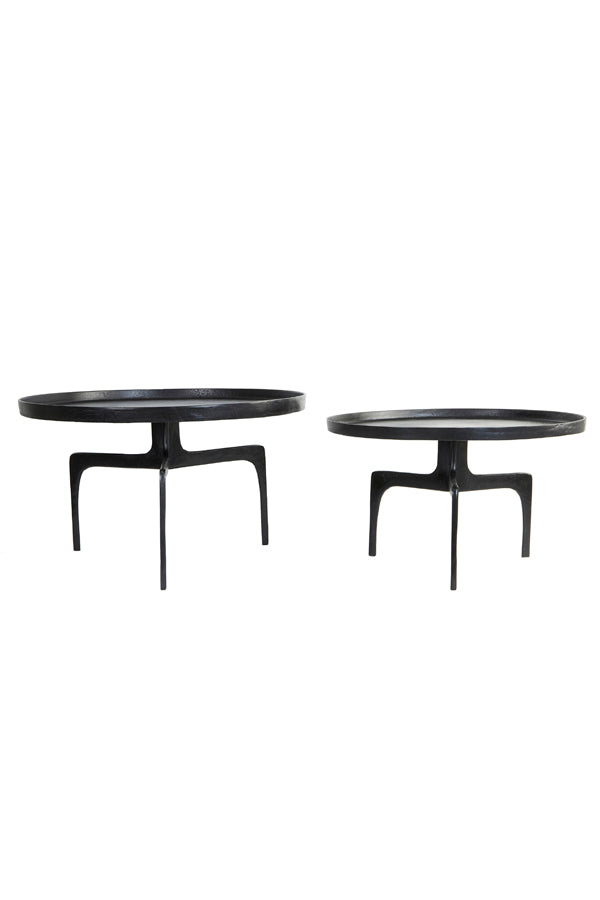 Rustic Elegance: Set of Two Dark Bronze Coffee Tables (Ø64x39 & Ø75x44 cm)
