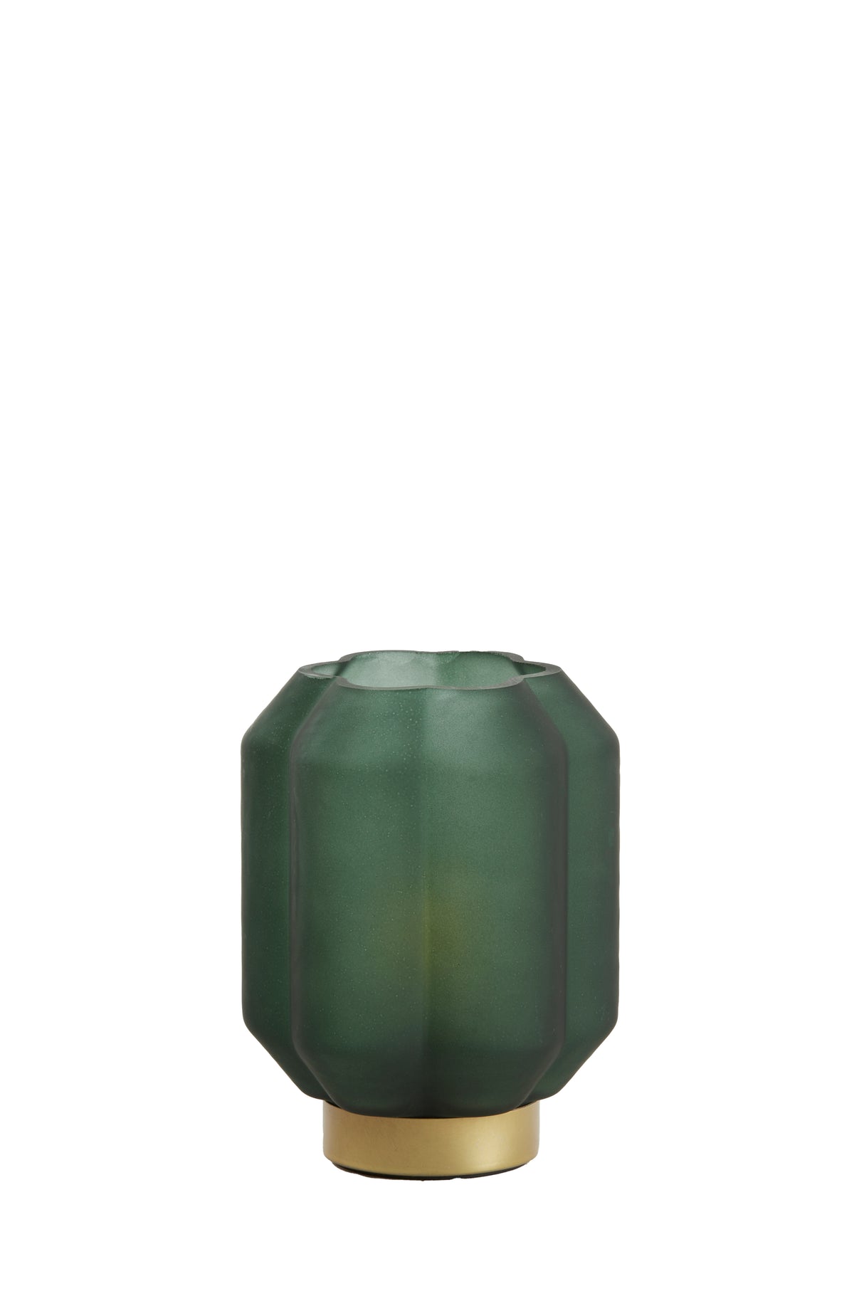 Elegant LED Table Lamp in Matte Dark Green Glass with Gold Accent