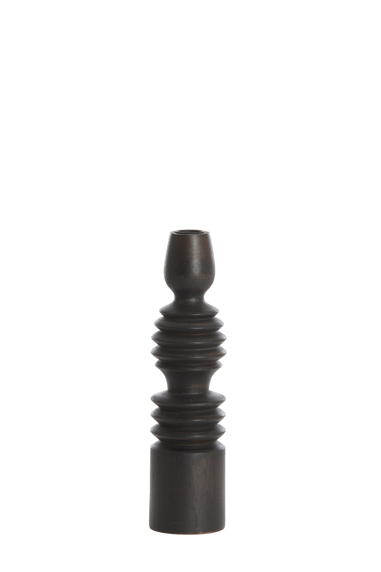 Elegant Dark Brown Afife Wooden Candlestick, 28 cm
