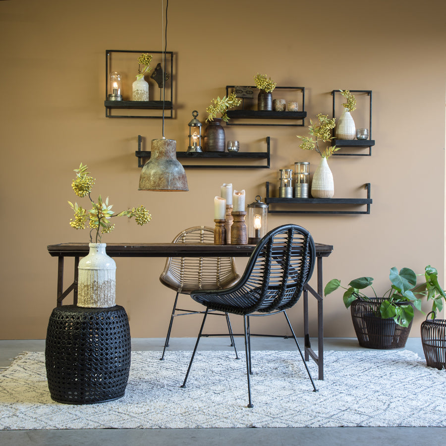 Maddison Matte Black Wood Wall Shelf 50x15x50 cm