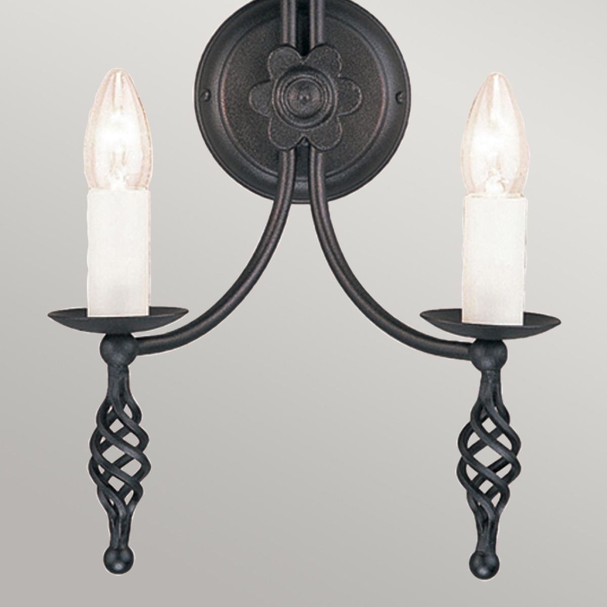 Medieval Belfry Dual Light Wall Fixture in Black