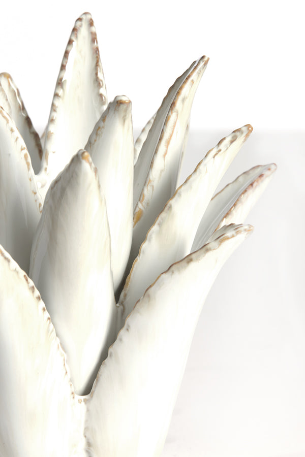 Cream Ceramic Cactus Tealight Holder 13x15 cm