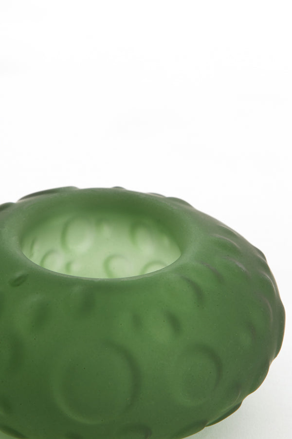 Finley Matte Dark Green Glass Tealight Holder Ø10x6 cm