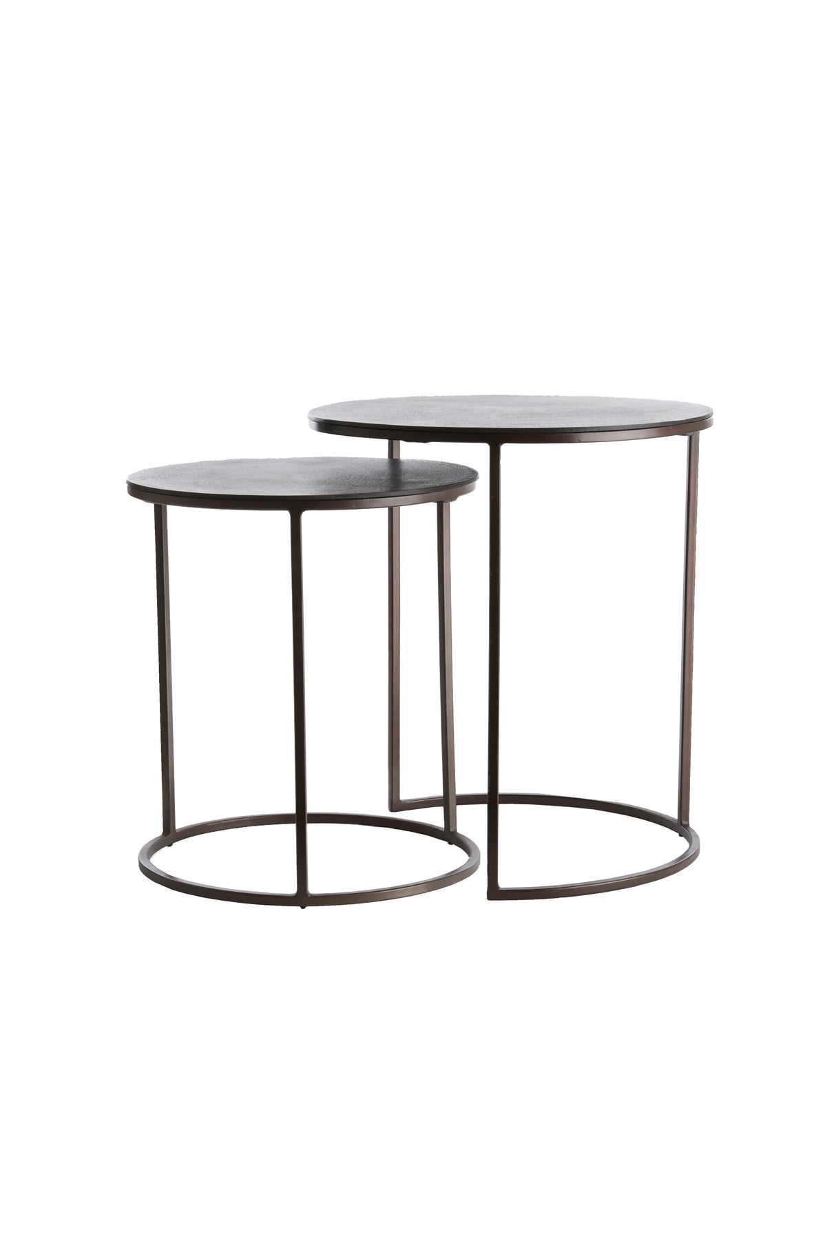Dark Brown Talca Nesting Side Tables - Set of 2 (Ø41x46 & Ø49x52 cm)