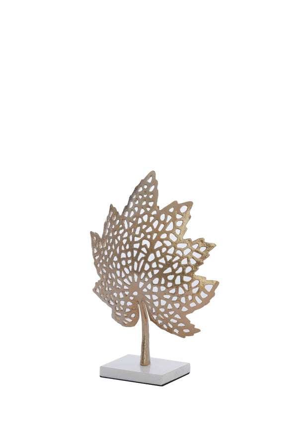 Gold Leaf Sculpture on Marble Base - 36x10x41 cm