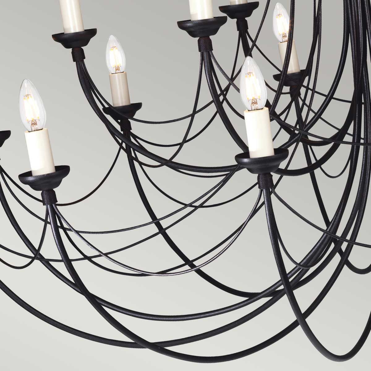 Gothic Elegance: Carisbrooke 18-Light Black Chandelier