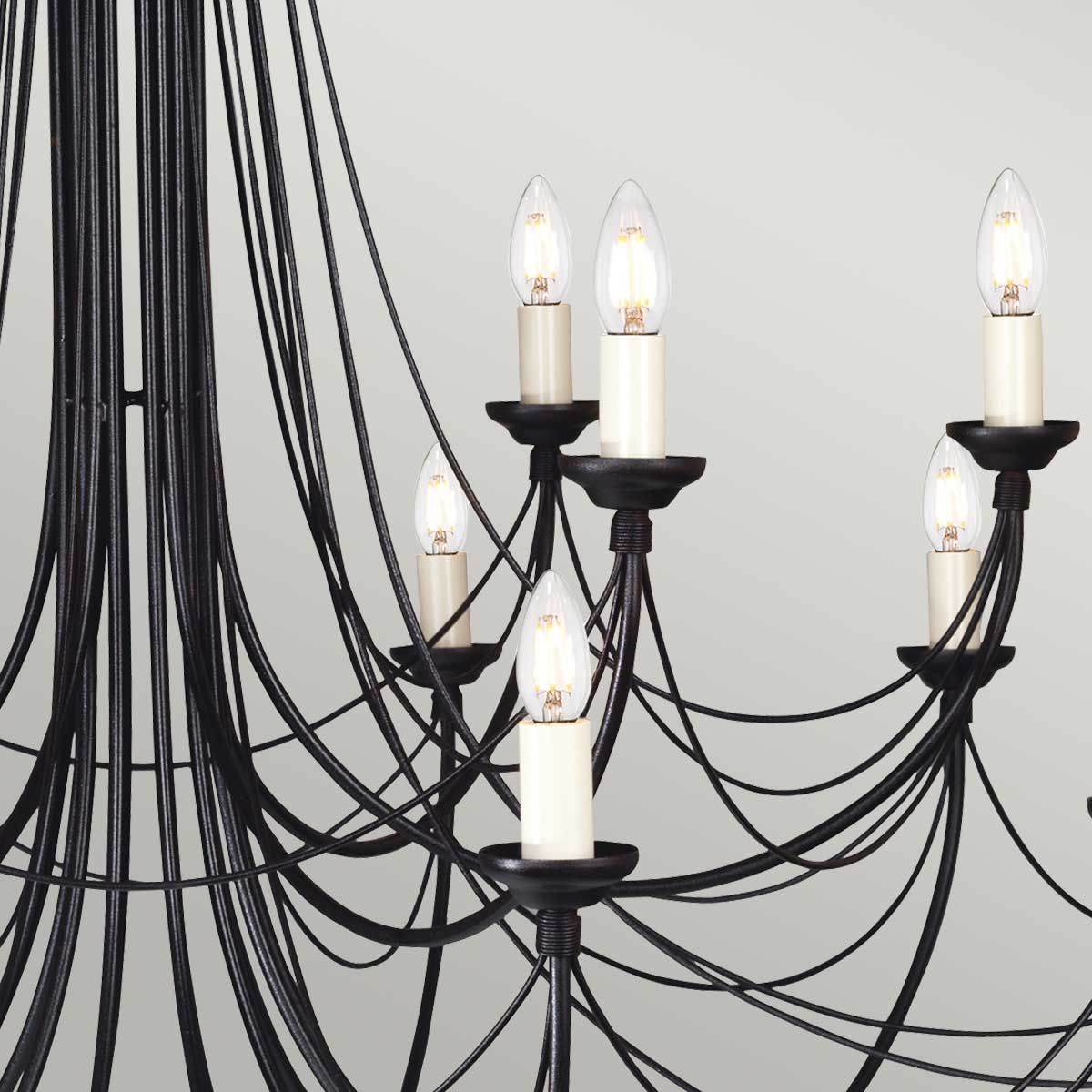 Gothic Elegance: Carisbrooke 18-Light Black Chandelier