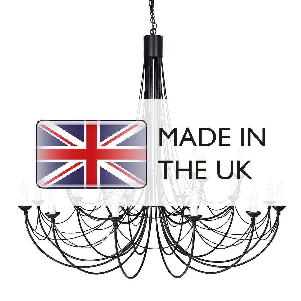 Gothic Elegance: Carisbrooke 18-Light Black Chandelier