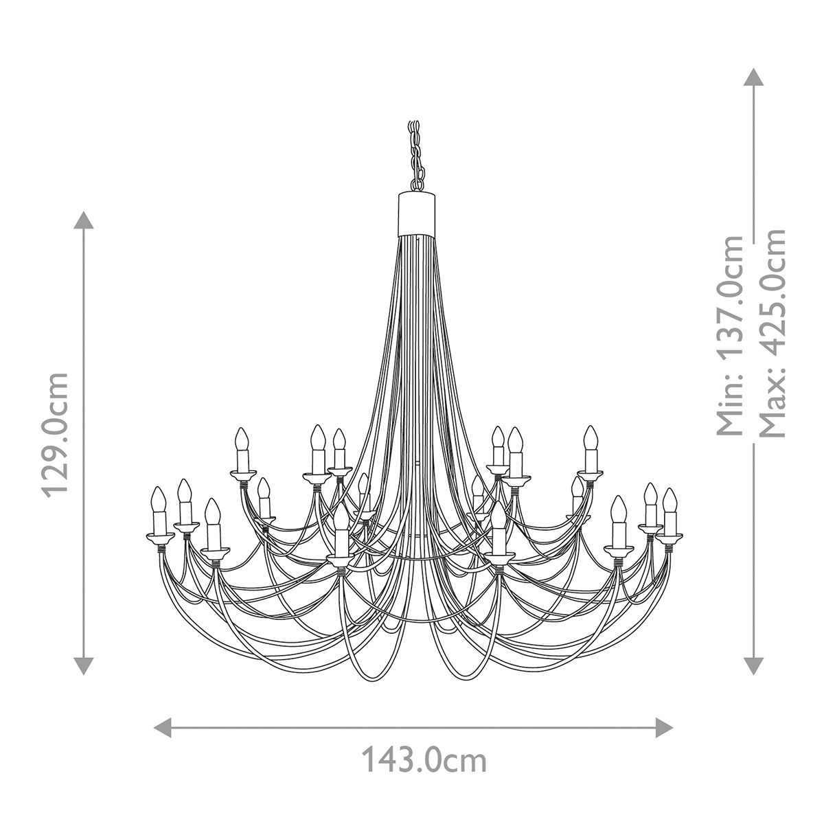 Gothic Elegance: Carisbrooke 18-Light Black Chandelier