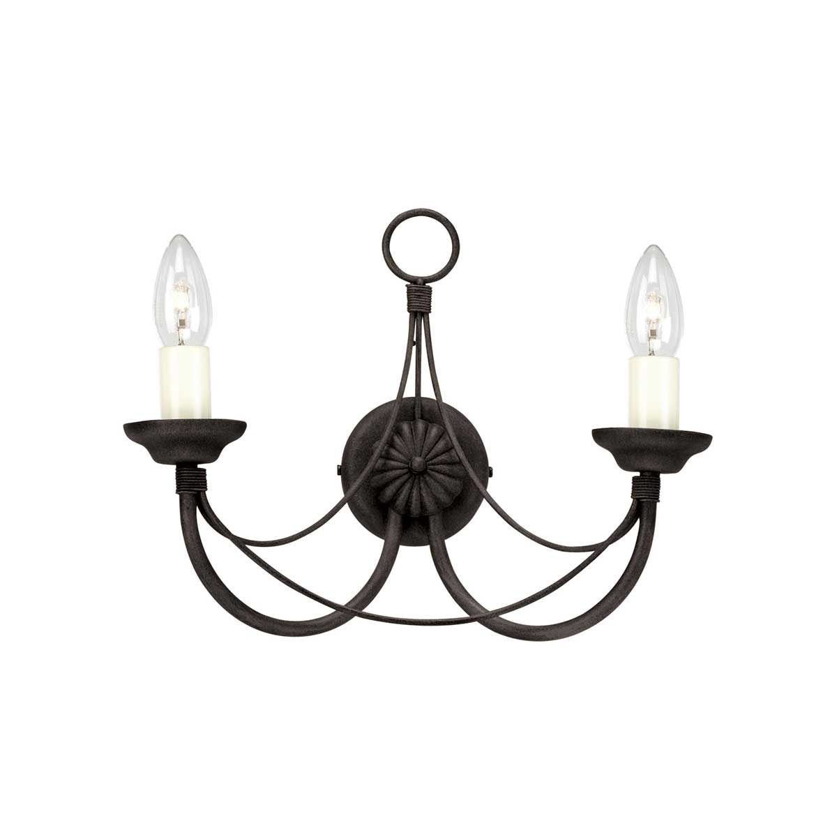 Carisbrooke Dual Light Gothic Wall Sconce in Black