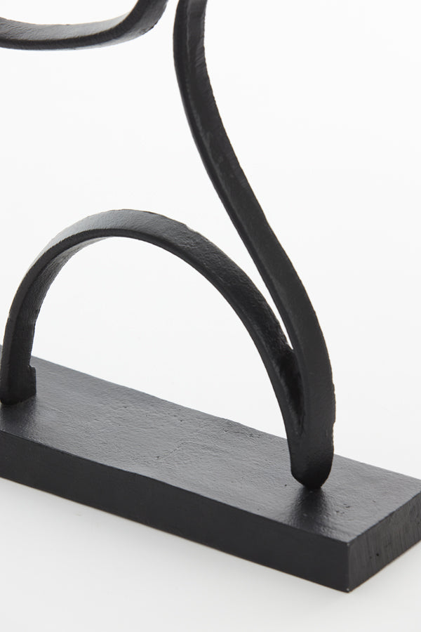 Sculptural Face Ornament on Stand in Matte Black - 28x8x38 cm