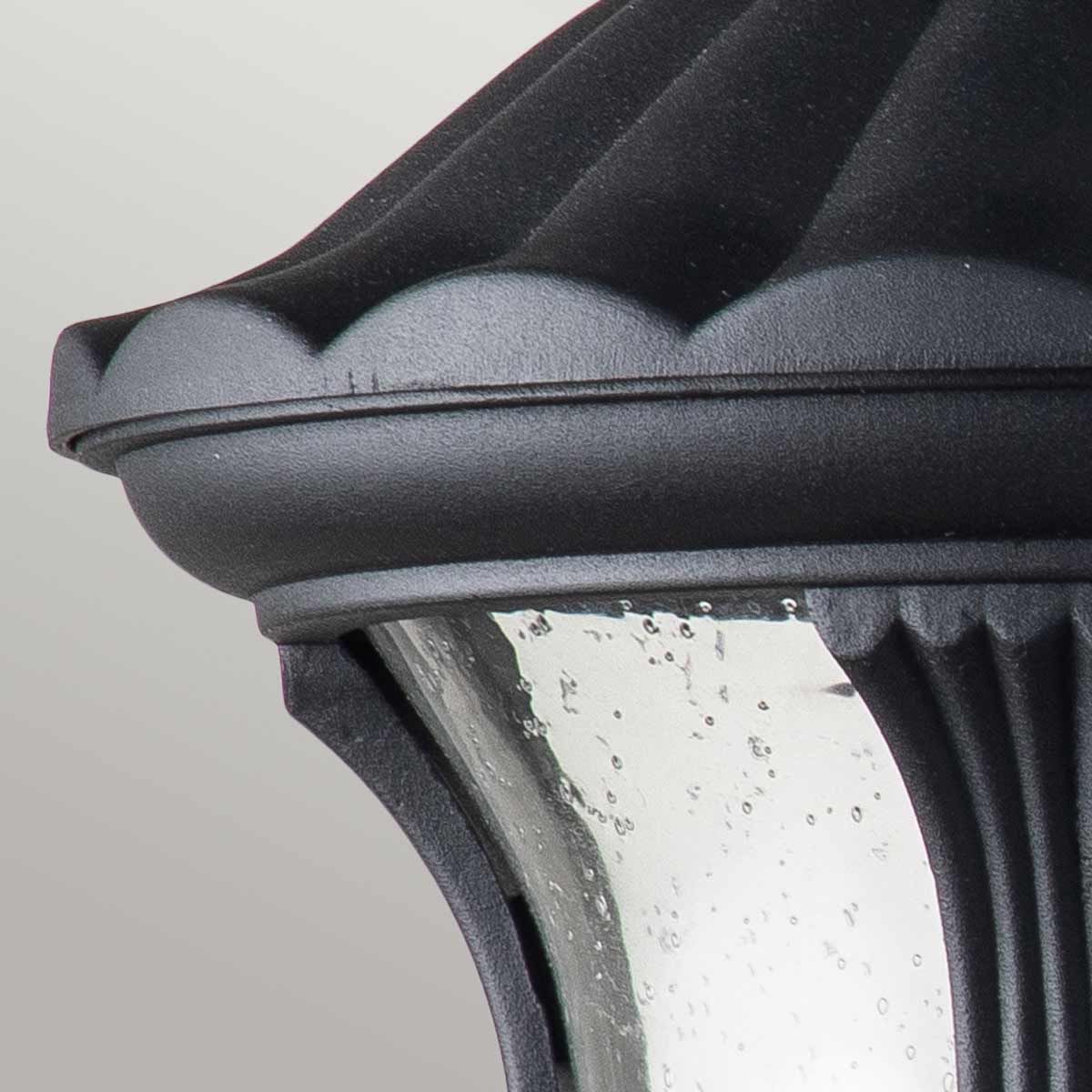 Textured Black Small Outdoor Wall Lantern with Clear Seeded Glass